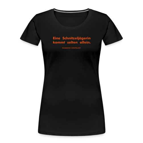 "Eine Schnitzeljägerin kommt selten allein" Frauen Bio-T-Shirt - Schwarz