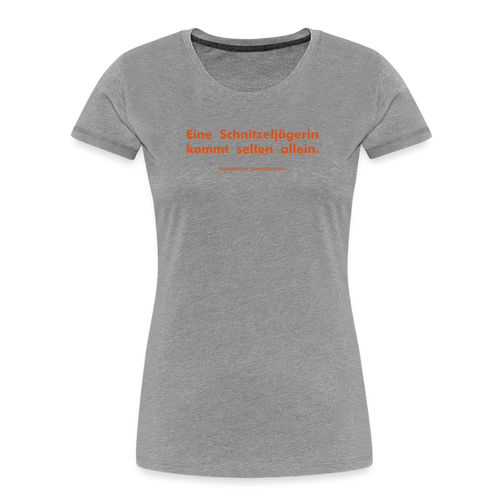 "Eine Schnitzeljägerin kommt selten allein" Frauen Bio-T-Shirt - Grau meliert