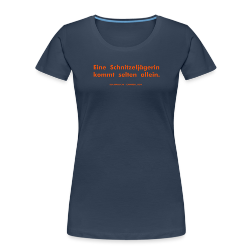 "Eine Schnitzeljägerin kommt selten allein" Frauen Bio-T-Shirt - Navy