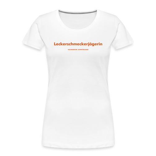 "Leckerschmeckerjägerin" Frauen Bio-T-Shirt - weiß