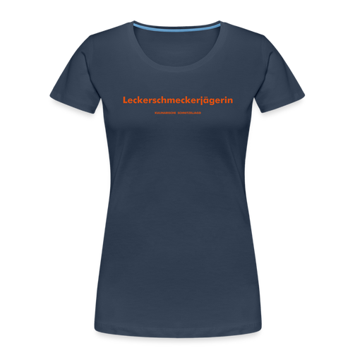 "Leckerschmeckerjägerin" Frauen Bio-T-Shirt - Navy
